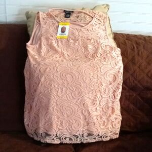 Adriana Papell sleeveless lace top,SzM Warm Blush New With Tag